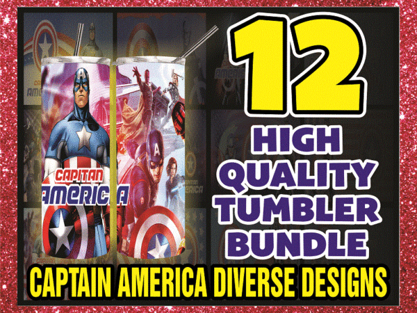 12 captain america diverse designs , 20oz skinny straight, template for sublimation, digital download, tumbler digital, digital file 1014591399