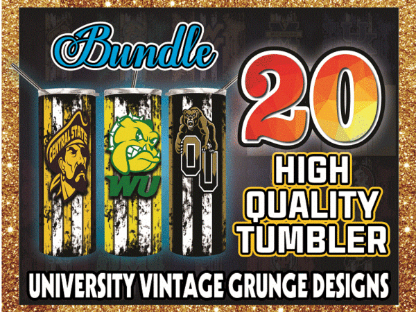 20 university vintage grunge designs , 20oz skinny straight, template for sublimation, digital download, tumbler digital, digital file 1014591399