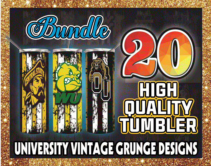 20 University Vintage Grunge Designs , 20oz Skinny Straight, Template For Sublimation, Digital Download, Tumbler Digital, Digital File 1014591399