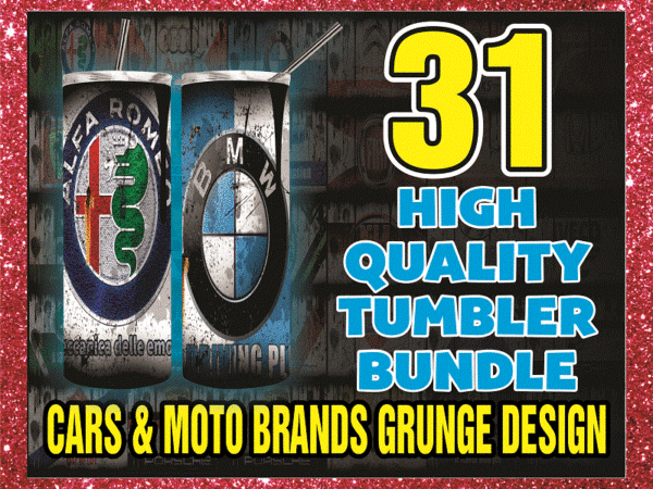 31 cars & moto brands grunge design , 20oz skinny straight, template for sublimation, digital download, tumbler digital, digital file 1014591399