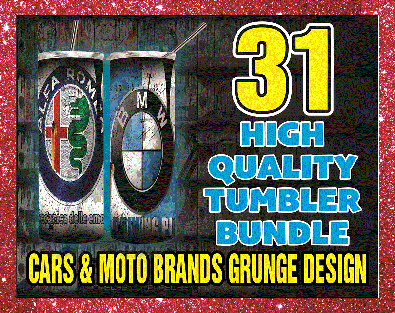 31 Cars & Moto Brands Grunge Design , 20oz Skinny Straight, Template For Sublimation, Digital Download, Tumbler Digital, Digital File 1014591399