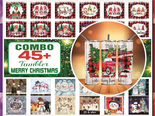 Over 45 merry christmas tumbler png (snowman – santaclaus – gnomes), 20 oz skinny digital file, tumbler digital, combo tumbler designs 8808122012