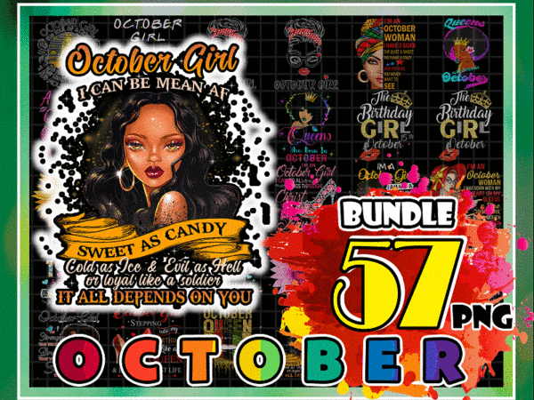 Bundle 57 designs october png, october girls png, a queen was born in october birthday png, in october we wear pink png, digital download 868498130