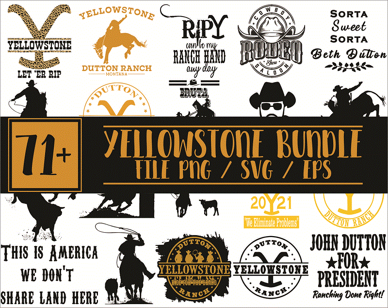 Bunde 75+ Yellowstone svg, Yellowstone SVG, PNG, DXF, Yellowstone svg ...