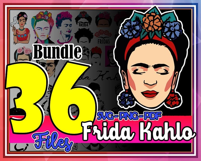Bundle 36 Designs Frida Kahlo svg, Frida Kahlo svg png dxf, Frida Kahlo Cipart, Frida Kahlo svg cut fies, MusicArtStore Digital Download 998476602