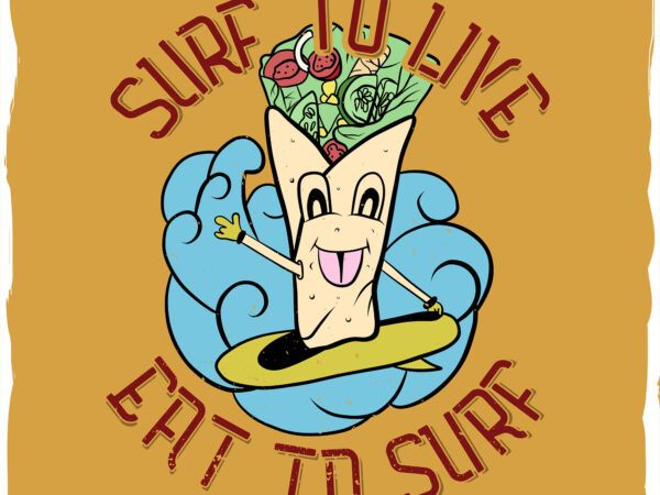 Burrito on a surfing board t shirt template