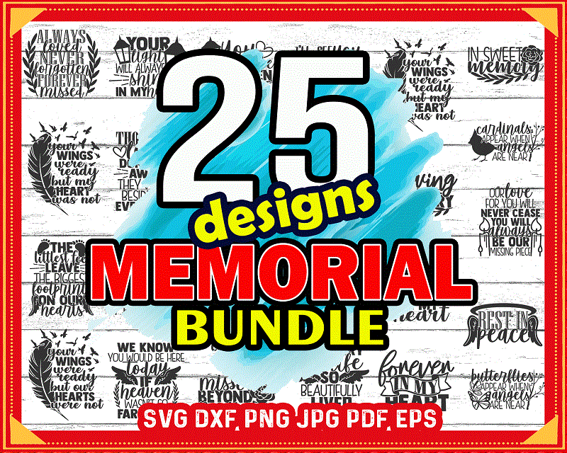 Memorial SVG Bundle, Memorial SVG Cut Files, instant download, commercial use, vector clip art, Memorial SVG, In Memory Of, rip 782857210