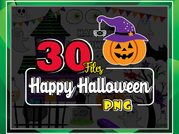 30 happy halloween clipart png, cute halloween clip art, happy fun halloween png bundle, digital download, personal use and commercial use 874444160