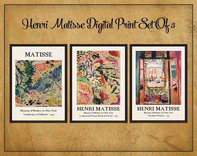 Henri Matisse Digital Print Set of 3, Printable Exhibition Poster, Matisse Poster, Exhibition Wall Art, Matisse Wall Art, Gallery Poster 999584343