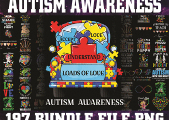 Bundle 197 AUTISM Awareness PNG, Peace love autism, April We Wear Blue Autism, Ribbon Autism Awareness, Mama bear autism Mom, Be kind autism 989921344