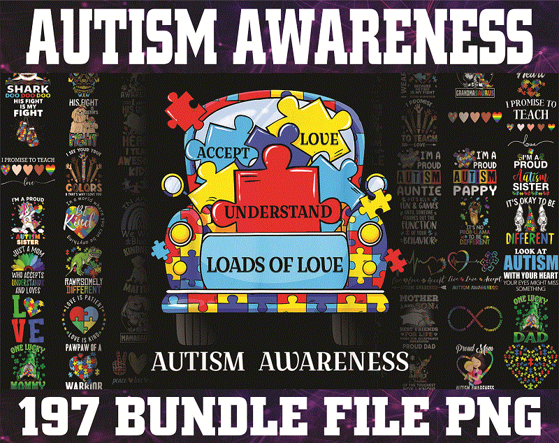 Bundle 197 AUTISM Awareness PNG, Peace love autism, April We Wear Blue Autism, Ribbon Autism Awareness, Mama bear autism Mom, Be kind autism 989921344