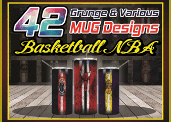 Combo 42 Basketball NBA Grunge & Various Designs, 20oz Skinny Straight,Template for Sublimation,Full Tumbler, PNG Digital Download 1014533239