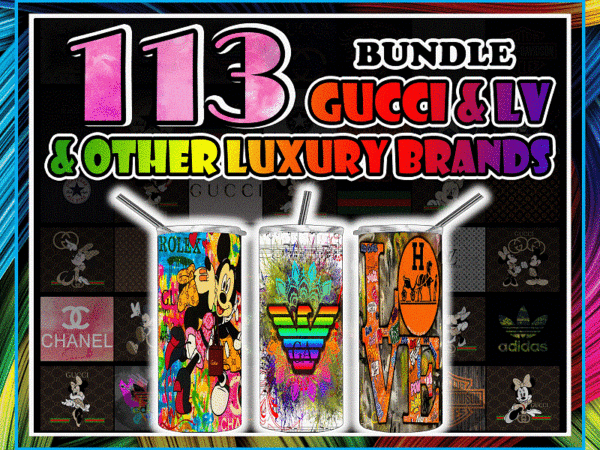 Combo 113 gucci , lv & other luxury brands designs tumber, 20oz skinny straight,template for sublimation,full tumbler, png digital download 1014533239