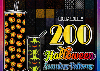 Combo 200 Seamless Patterns Halloween Designs, 20oz Skinny Straight,Template for Sublimation,Full Tumbler, PNG Digital Download 1014533239