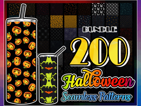 Combo 200 seamless patterns halloween designs, 20oz skinny straight,template for sublimation,full tumbler, png digital download 1014533239
