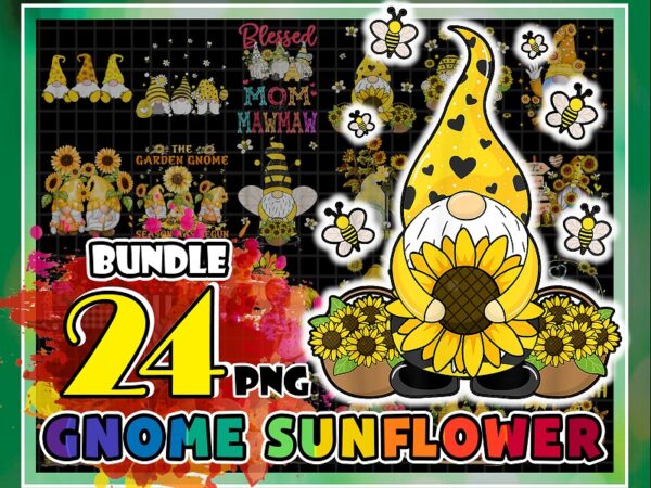 24 designs gnome sunflower png, honey bee gnome png, let it be gnome png, hippie gonome png, gnome with sunflower, sublimation hippie gnome 1019083071