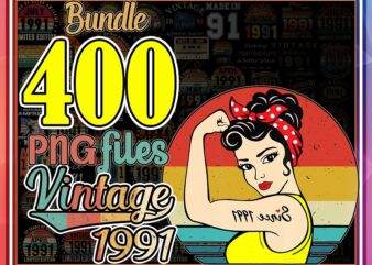400 Vintage 1991 png Bundle, Born in 1991, Vintage Birthday, Happy Birthday, Vintage Retro 30 years birthday, Digital Download 1021779371