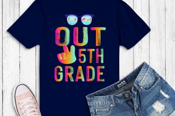 Peace Out 5th Grade Tie Dye Graduation Last Day Of School T-Shirt design svg