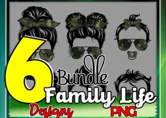 Bundle 06 Designs Family Life Png, Camo Glasses Fam Life Png, Mom Life Dad Life Kid Life Png, Messy Bun Hair Camo Png, Sublimation Download 987213531