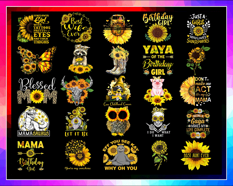 Combo 300+ Sunflower SVG/PNG Bundle, Sunflower Queen Png, Flower Lover Png, Sunflower Sticker, Sunflower monogram, Sunflower ClipArt-Quotes CB1003329087