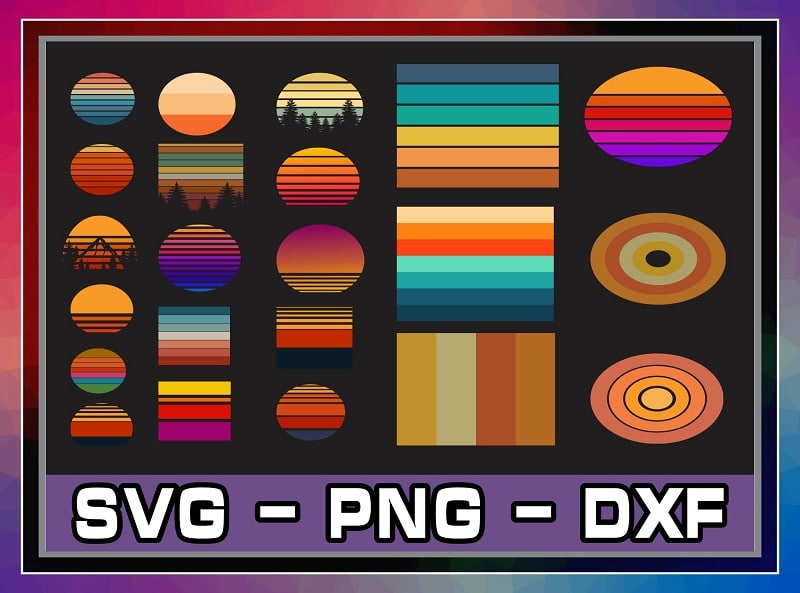145 Bundle Retro Sunset Designs, Sunset SVG, Retro Sunset Clipart, Vintage Sunset PNG, Rainbow Svg, Retro Clipart for Sunset Lovers 863942779
