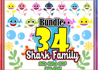 Bundle 34 Shark family SVG, Layered Shark Family png, Birthday family svg, Birthday clipart Shark, Shark Girl, svg,eps,dxf, Digital Download 941270093