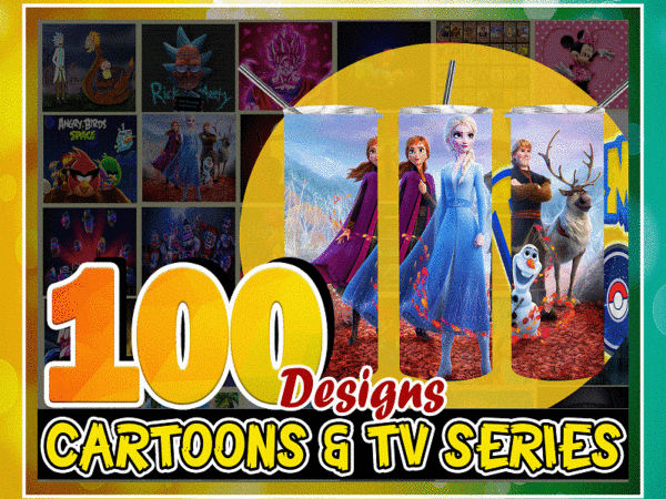 100 cartoons & tv series multi styles bundle designs, straight tapered, template for sublimation, full tumbler wrap, png digital download 1000618922