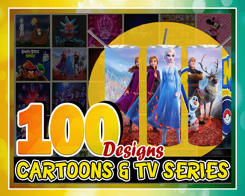 100 Cartoons & TV Series Multi Styles Bundle Designs, Straight Tapered, Template For Sublimation, Full Tumbler Wrap, PNG Digital Download 1000618922