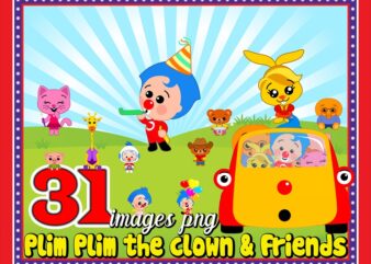 Bundle 31 Plim Plim the clown and Friends, images PNG, clipart, Plim Plim Cartoon Characters Png, Transparent Background, Instant Download 971509863
