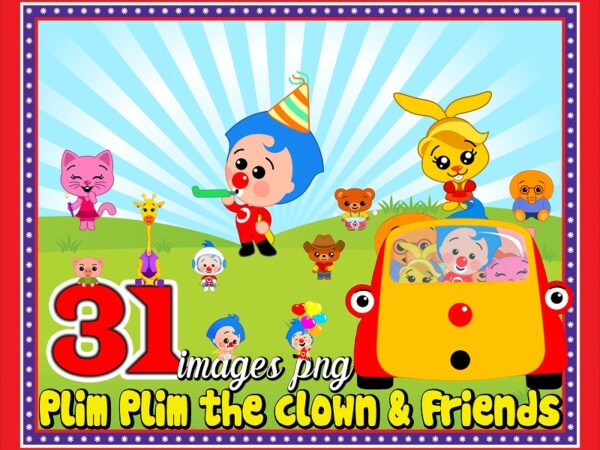 Bundle 31 plim plim the clown and friends, images png, clipart, plim plim cartoon characters png, transparent background, instant download 971509863 t shirt template