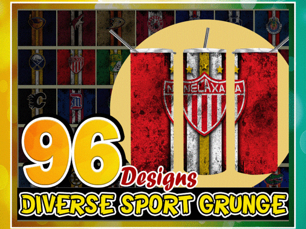 96 diverse sport grunge designs, straight tapered, template for sublimation, full tumbler wrap, png digital download, tumbler sublimation 1000618922