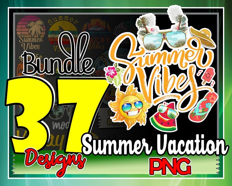 37 Summer Vacation Png Bundle, Summer Vibes Png, Vacay Vibes Png, Retro sunset png, Tropical png, Beach Vibes png, Sublimation file 977133030