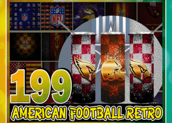 199 American Football Retro Grunge & Various Styles 20oz Skinny Straight Tapered, Template For Sublimation, Full Tumbler Wrap, PNG Digital 1000618922