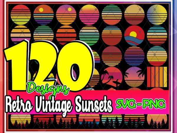 120 designs retro vintage sunset svg png files, retro circle, vintage circle, sunset silhouette, cut file, 80’s 90’s retro, digital download 717093764