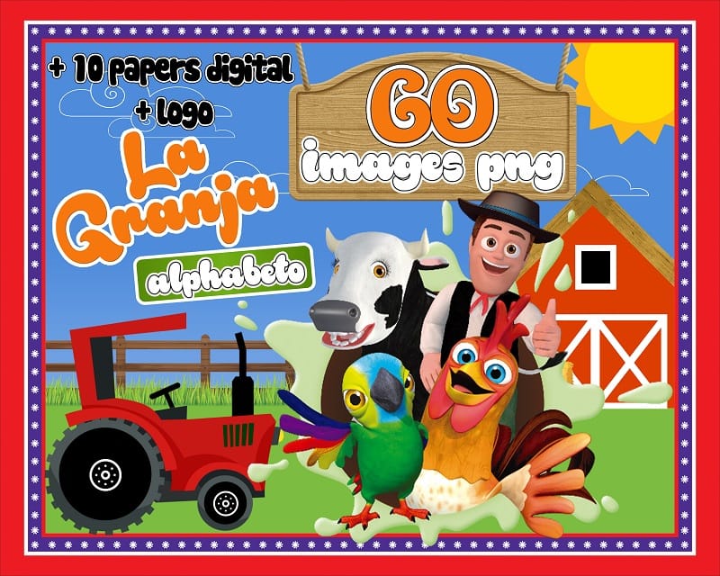 Bundle 60 La Granja de Zenon Images PNG, La Granja de Characters Images JPG, Font, Alphabet, Printable Digital Papers, Digital Download 864052938