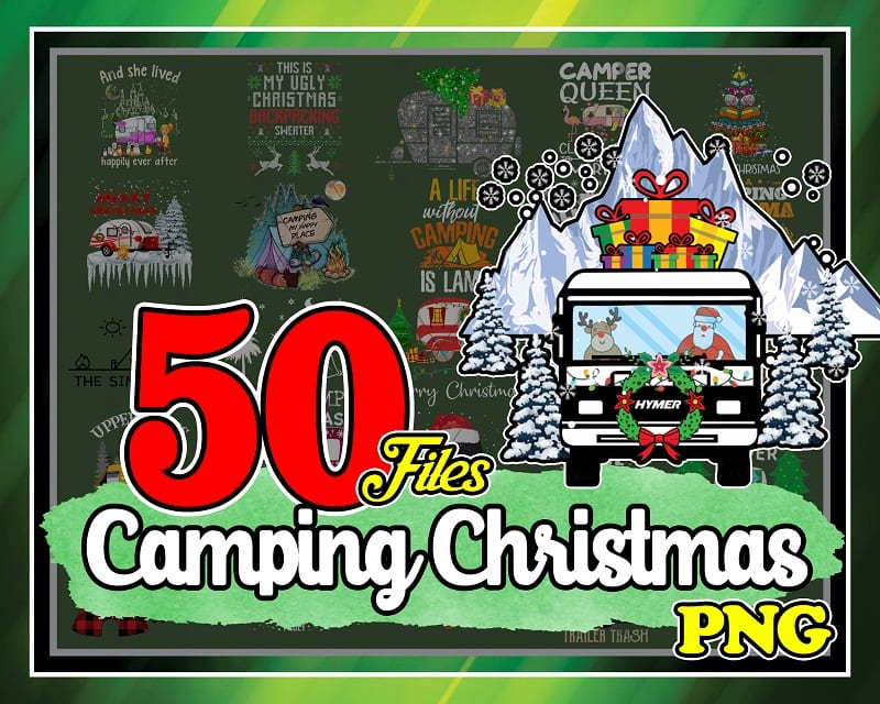 Bundle 50 Camping Christmas Png, Happy camper, Camping girl png, Camper Queen png , Christmas Camper, Christmas png, Design Download 883679934