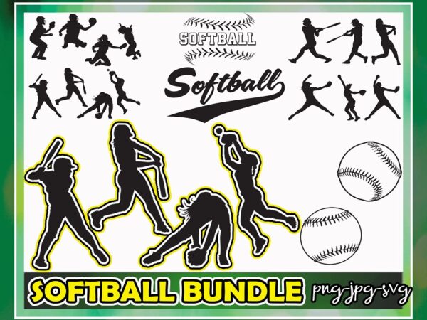 Softball player bundle with text and softballs clipart softball player svg, softball silhouette svg, softball svg bundle, digital download 933614854 t shirt template vector