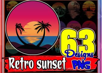 63 Designs Sunset png Bundle, Vintage Retro Sunset png, Retro Tropical Beach Png, Beach Palm Tree, Vintage Retro Bundle, Sunset Sublimation, 950223464