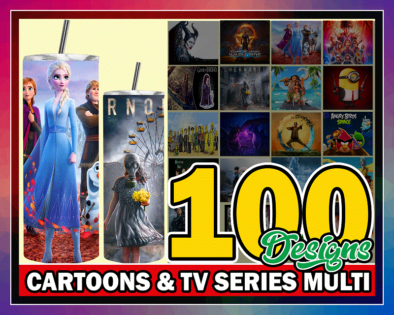 100 Cartoons & TV Series Multi Styles Bundle Designs, Straight Tapered, Template For Sublimation, Full Tumbler Wrap, PNG Digital Download, 20oz Skinny Straight & Tapered Bundle, Bundle Template for Sublimation,