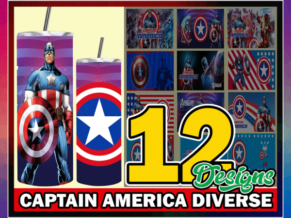 12 captain america diverse designs, straight tapered, template for sublimation, full tumbler wrap, png digital download,tumbler sublimation, 20oz skinny straight & tapered bundle, bundle template for sublimation, digital file 1000618922