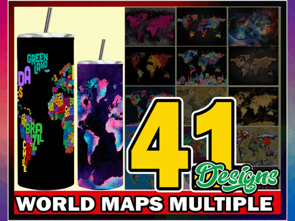 41 world maps multiple styles, straight tapered, template for sublimation, full tumbler wrap, digital download, tumbler sublimation 1000618922