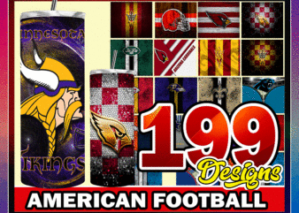 199 American Football Retro Grunge & Various Styles 20oz Skinny Straight Tapered, Template For Sublimation, Full Tumbler Wrap, PNG Digital 1000618922