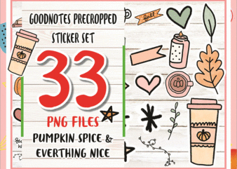 Goodnotes Fall Doodles Sticker Sheet Pre-Cropped, Pumpkin Spice & Everything Nice Sticker Sheet PaperNRoses and PNG files 854542834 t shirt design template
