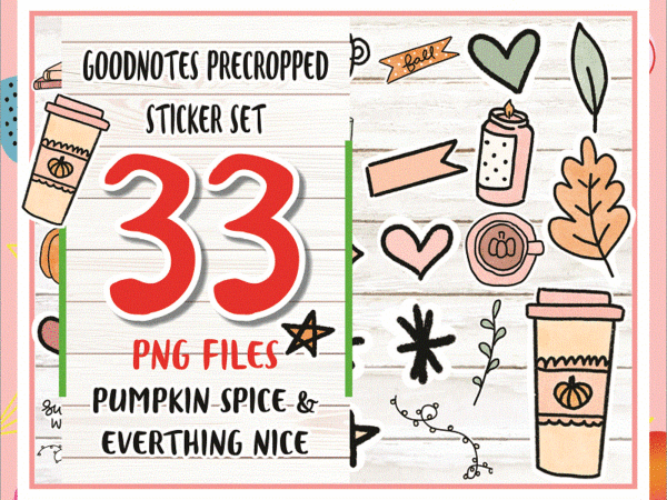 Goodnotes fall doodles sticker sheet pre-cropped, pumpkin spice & everything nice sticker sheet papernroses and png files 854542834 t shirt design template