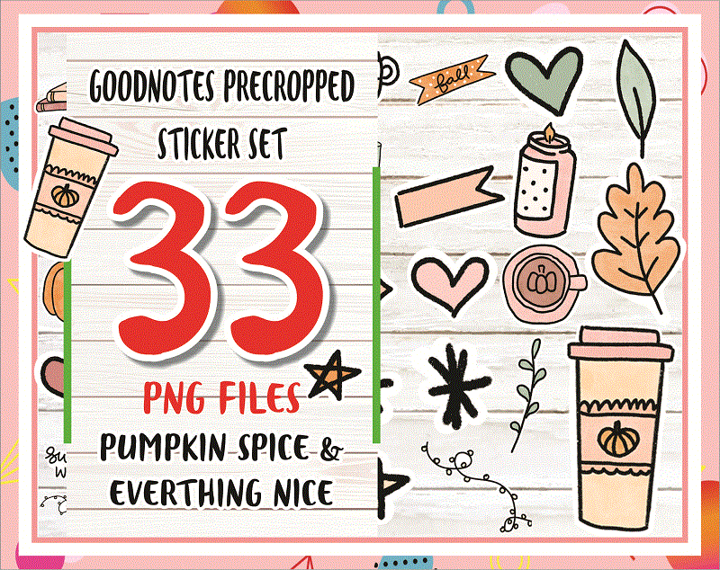 Goodnotes Fall Doodles Sticker Sheet Pre-Cropped, Pumpkin Spice & Everything Nice Sticker Sheet PaperNRoses and PNG files 854542834