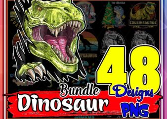 48 Designs Dinosaur PNG Bundle, Cute Dino PNG, Baby Dinos, Sublimation Designs, Simple Dinosaur, T-rex png, Digital Download 909217008