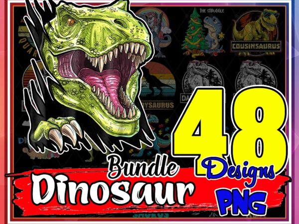 48 designs dinosaur png bundle, cute dino png, baby dinos, sublimation designs, simple dinosaur, t-rex png, digital download 909217008