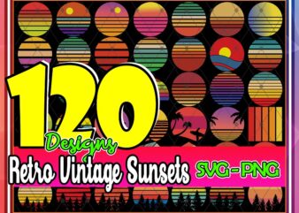 120 Designs Retro Vintage Sunset svg png Files, Retro Circle, Vintage Circle, Sunset Silhouette, Cut File, 80’s 90’s Retro, Digital Download 717093764