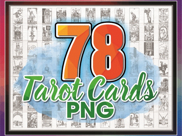 78 tarot cards png bundle, minor arcana, divination new age for shirts wall art, cricut files, instant download print, digital download 889196272