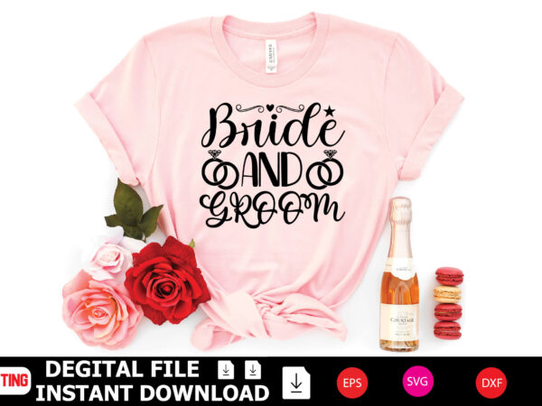 Bride and groom t-shirt design